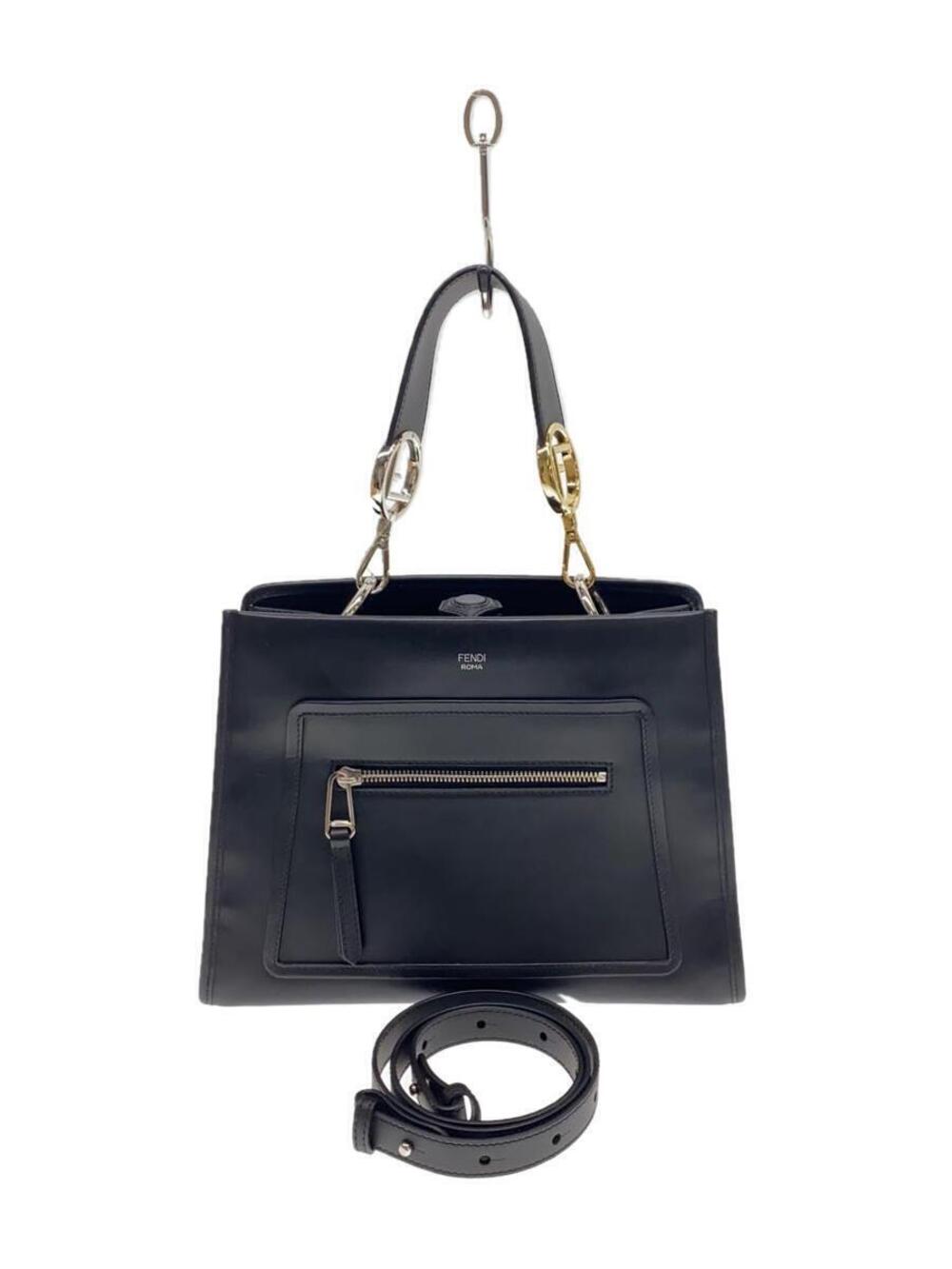 Fendi Runaway Handbag Leather Black